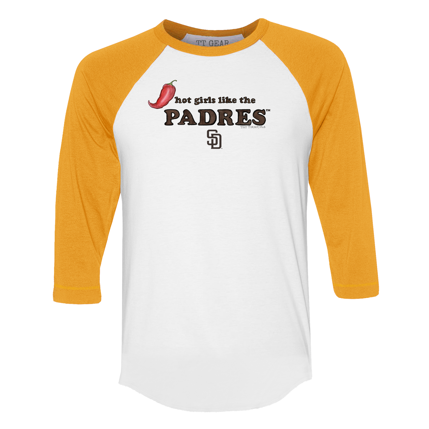 San Diego Padres Hot Girls 3/4 Gold Sleeve Raglan