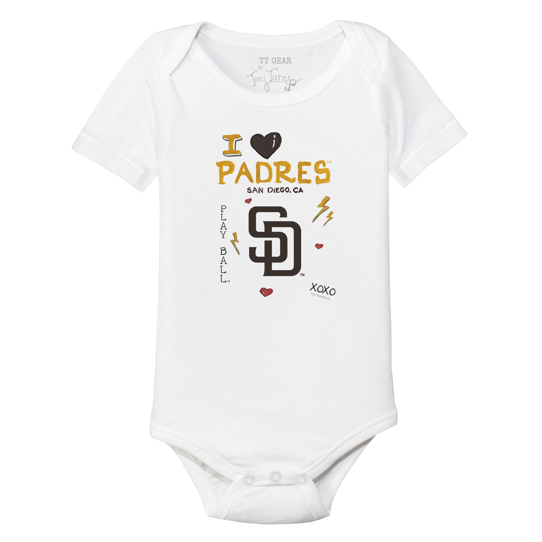 I Heart Padres Short Sleeve Snapper