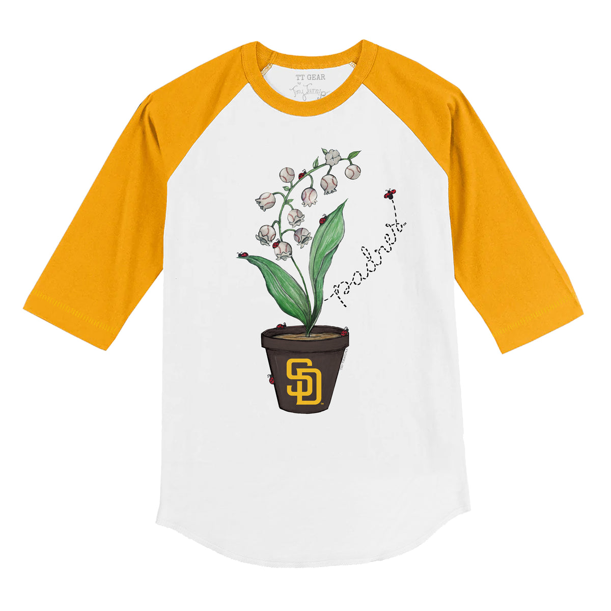 San Diego Padres Ladybug 3/4 Gold Sleeve Raglan