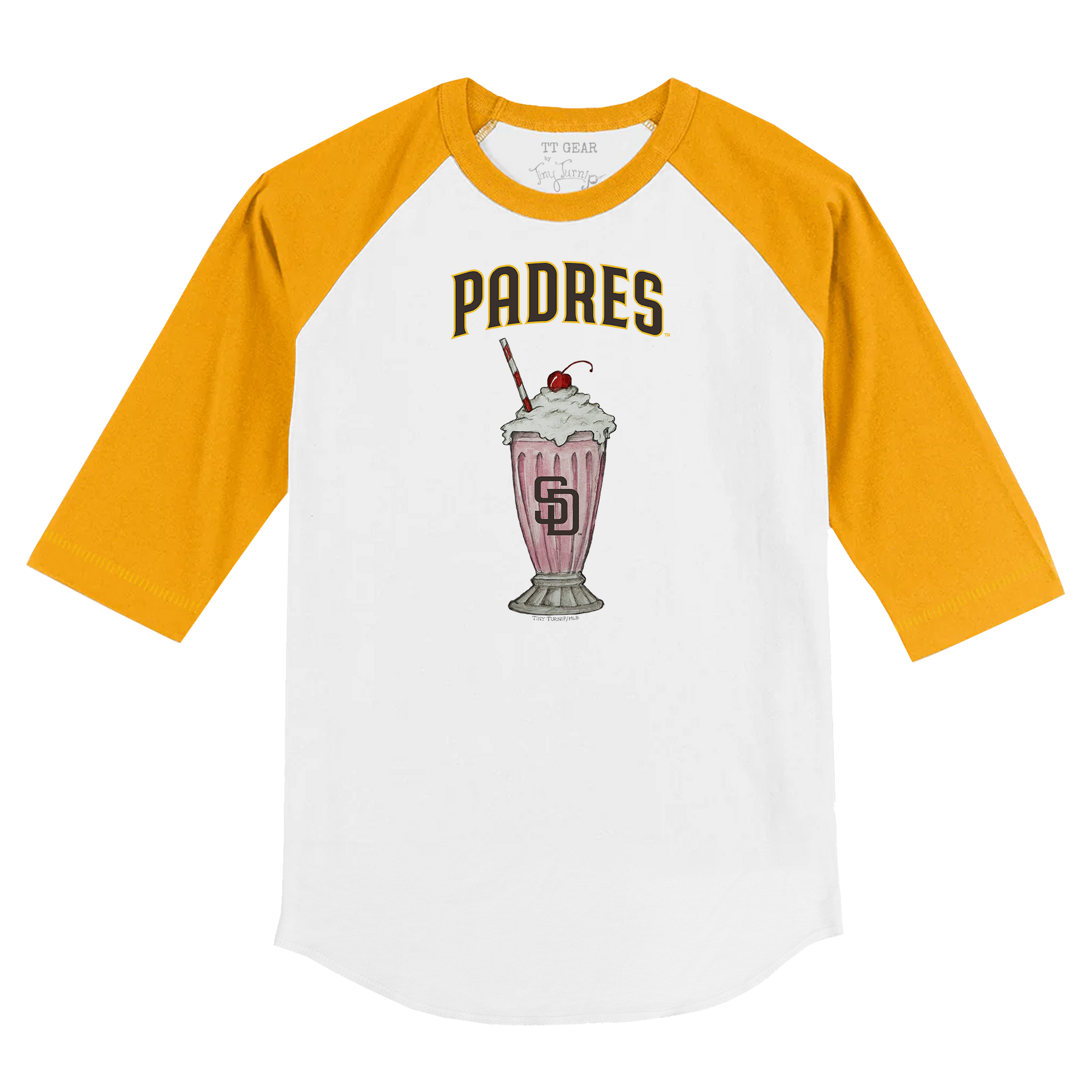 San Diego Padres Milkshake 3/4 Gold Sleeve Raglan