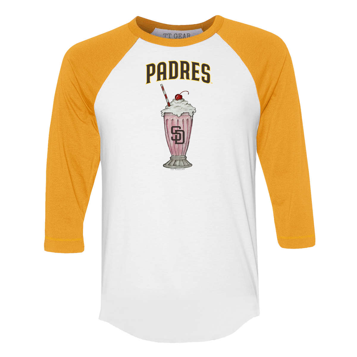 San Diego Padres Milkshake 3/4 Gold Sleeve Raglan