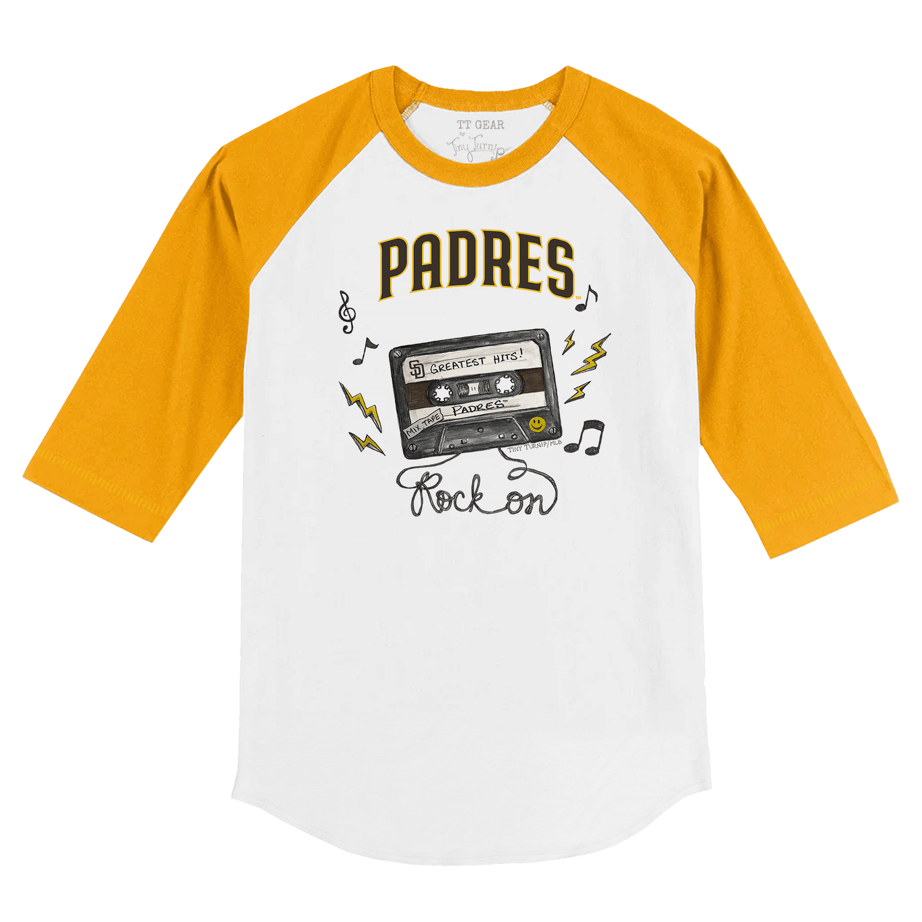 San Diego Padres Mixtape 3/4 Gold Sleeve Raglan
