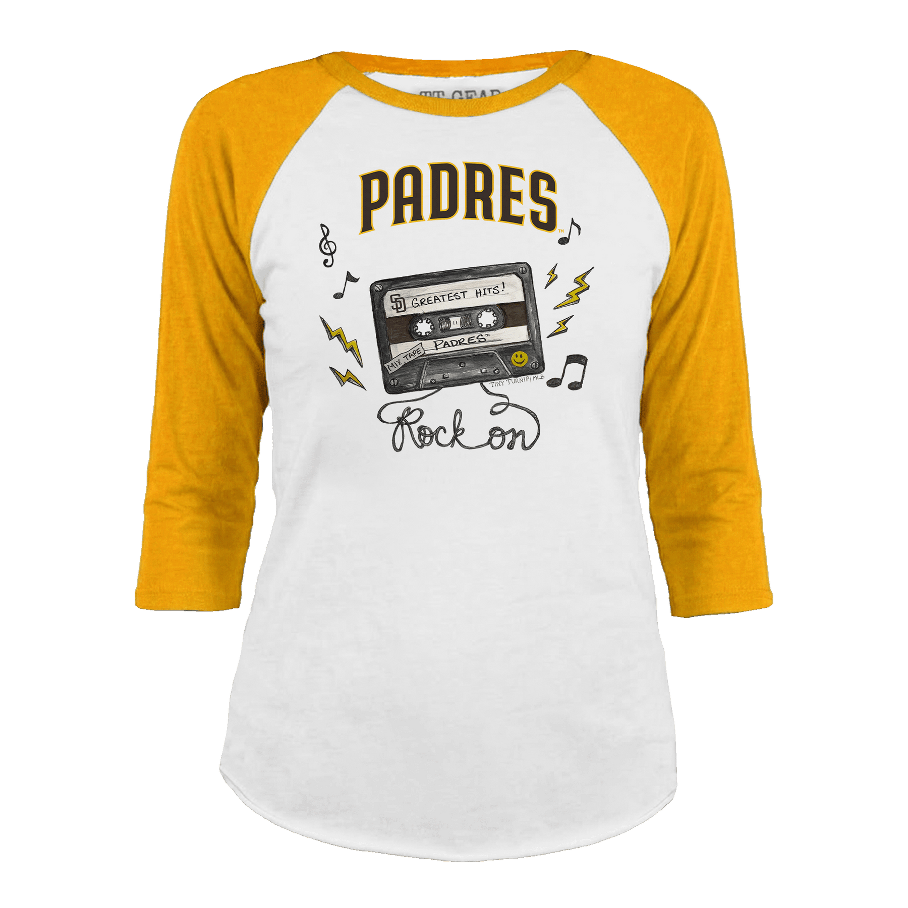 San Diego Padres Mixtape 3/4 Gold Sleeve Raglan