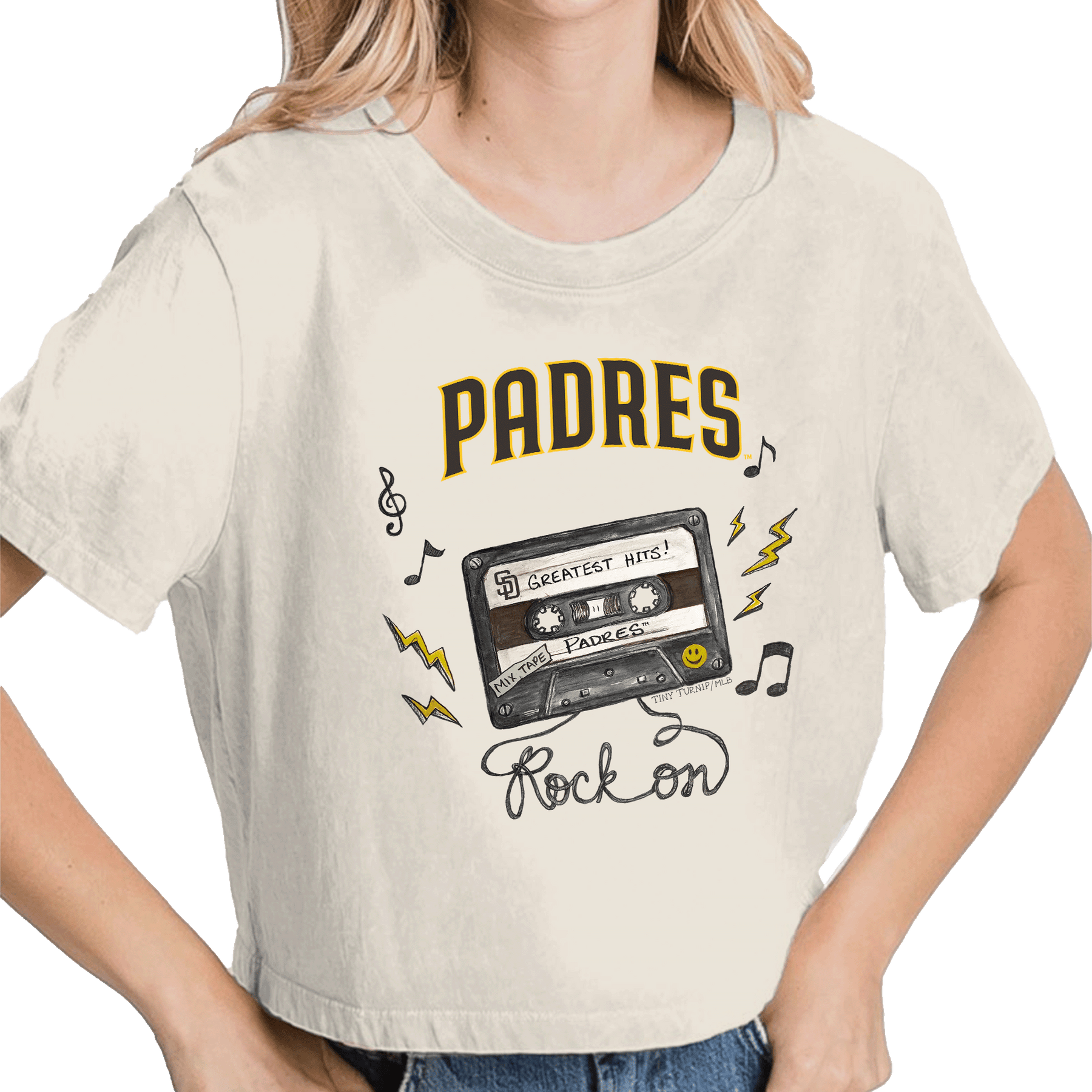 San Diego Padres Mixtape Vintage Crop Tee - Tiny Turnip