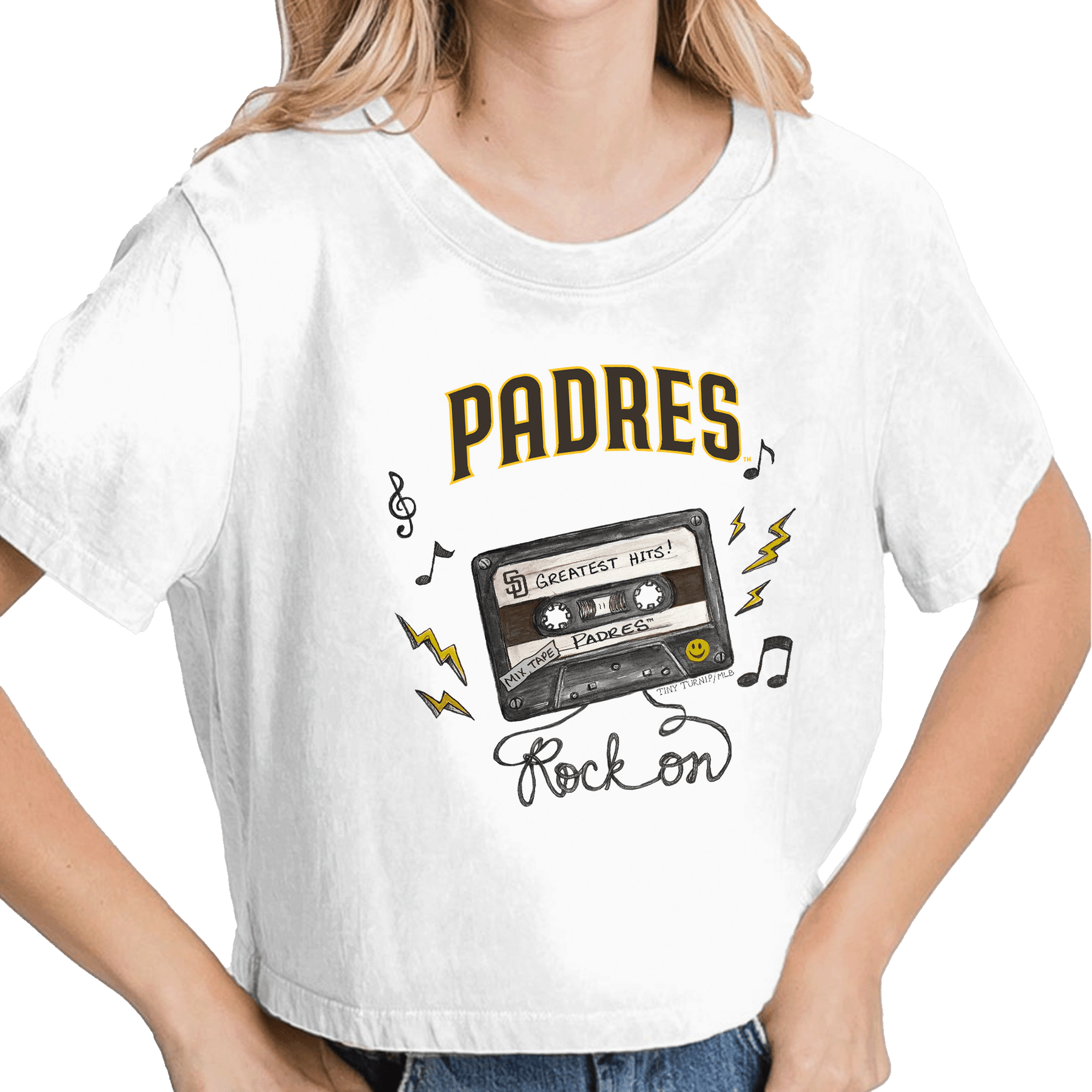 San Diego Padres Mixtape Vintage Crop Tee - Tiny Turnip