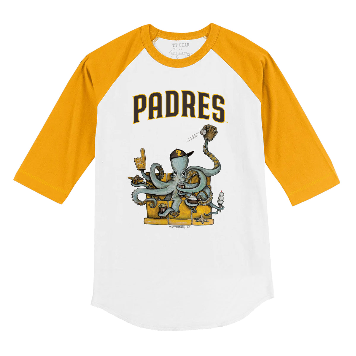 San Diego Padres Octopus 3/4 Gold Sleeve Raglan