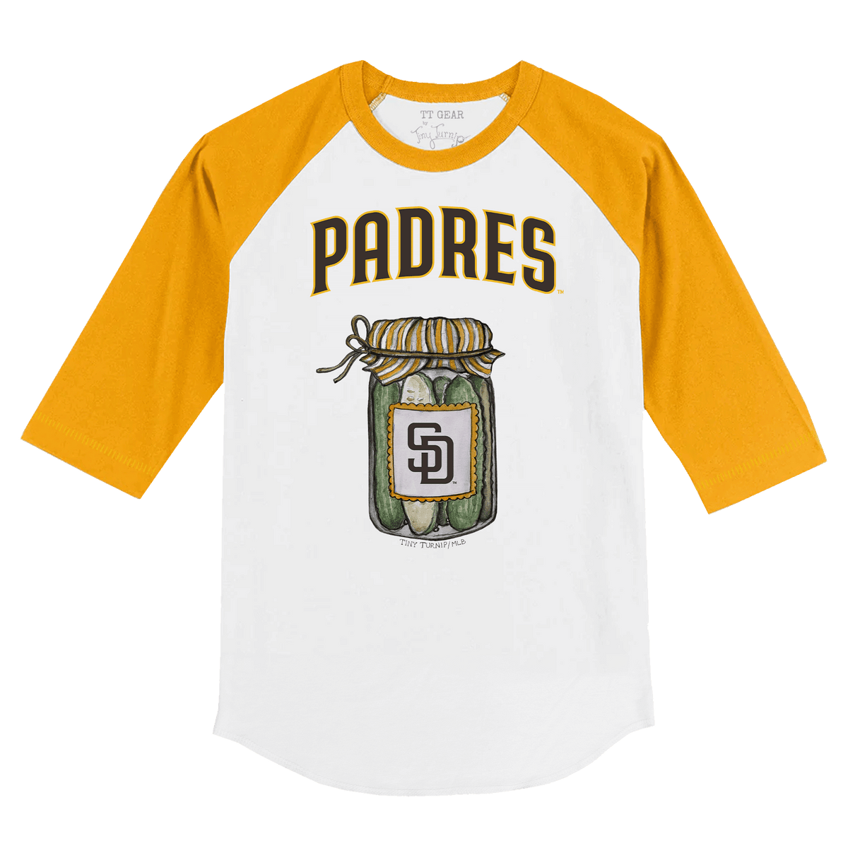 San Diego Padres Pickle Jar 3/4 Gold Sleeve Raglan