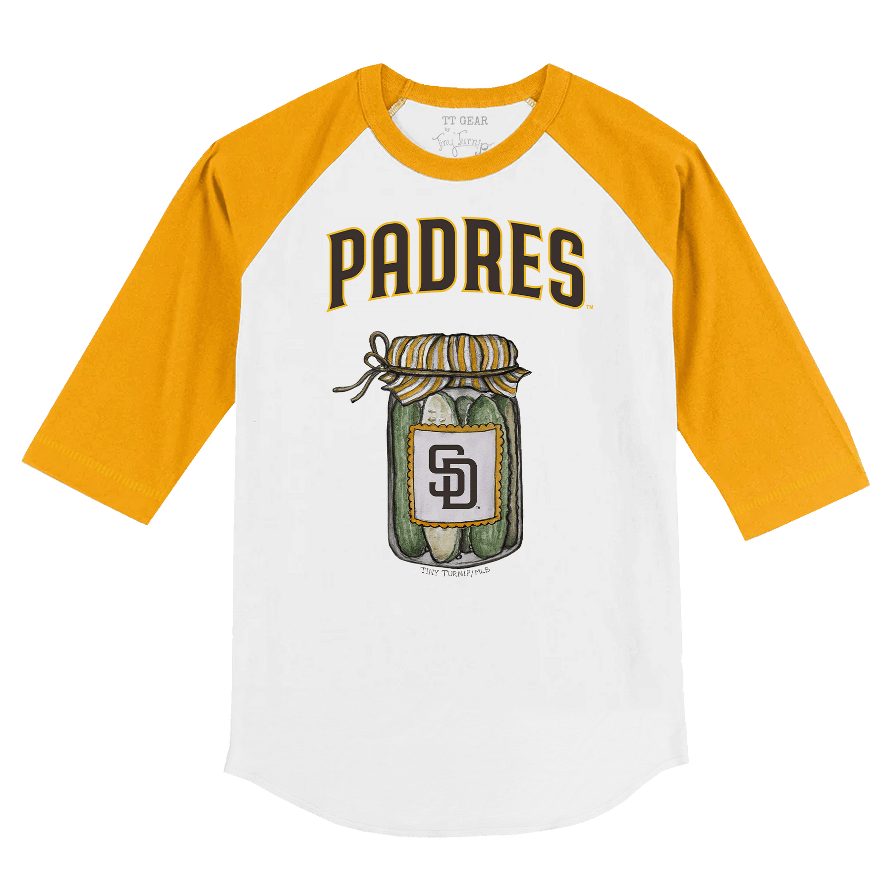 San Diego Padres Pickle Jar 3/4 Gold Sleeve Raglan