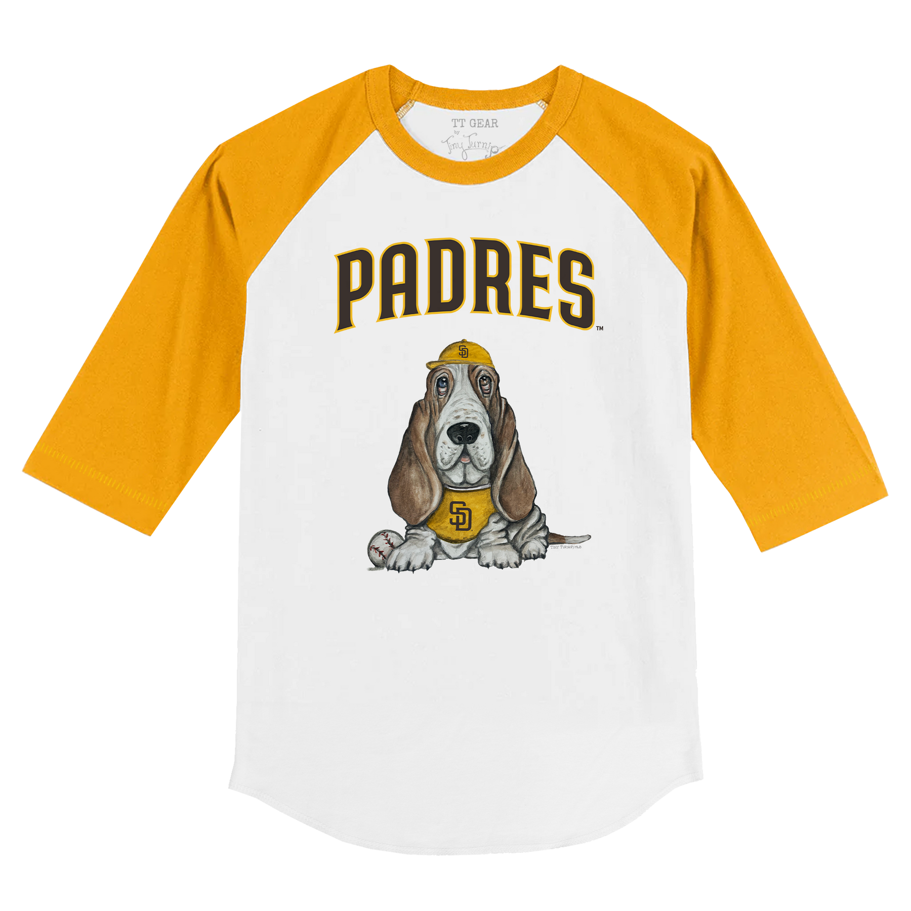 San Diego Padres Puddy 3/4 Gold Sleeve Raglan - Tiny Turnip