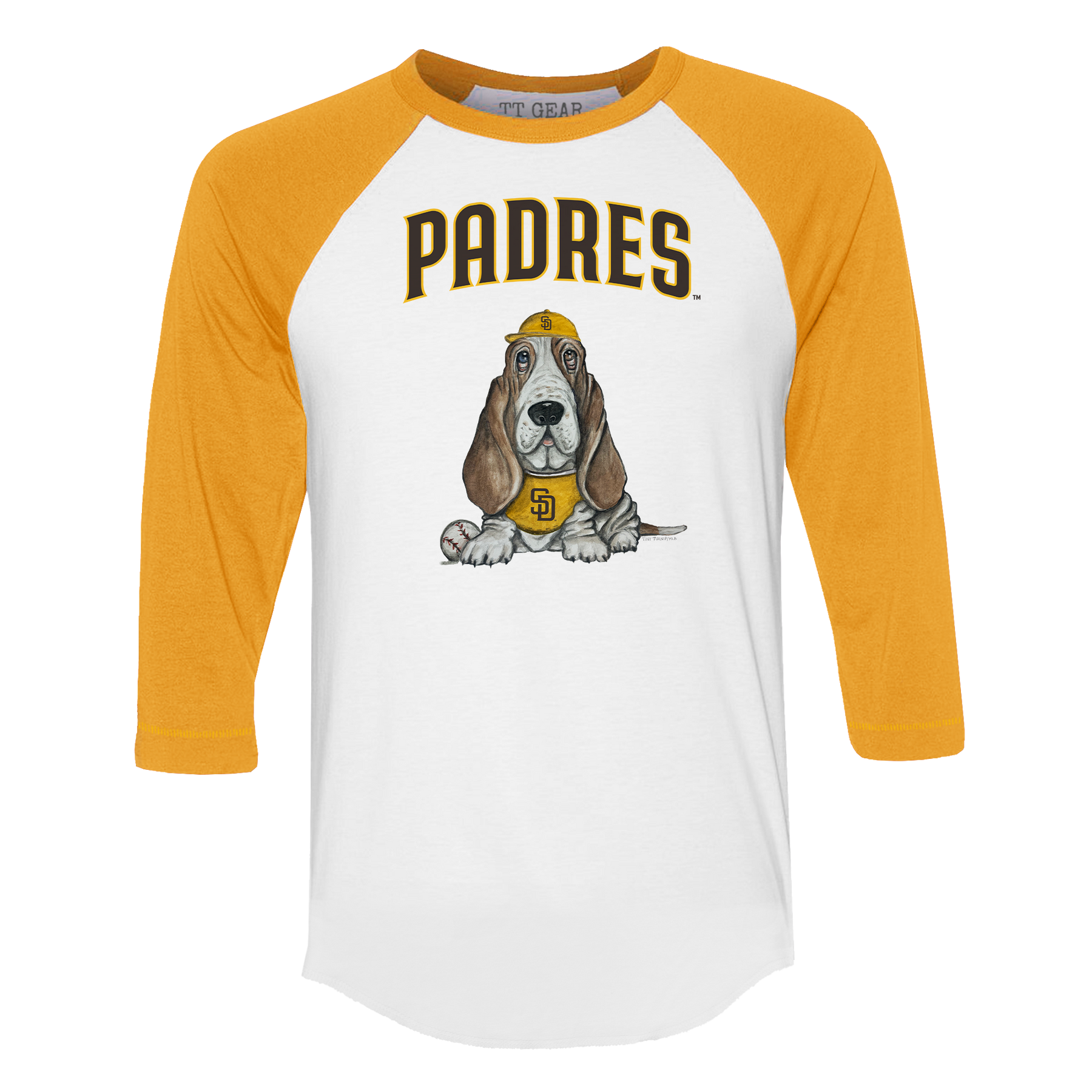 San Diego Padres Puddy 3/4 Gold Sleeve Raglan - Tiny Turnip
