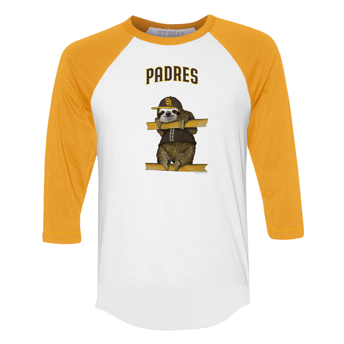 San Diego Padres Sloth 3/4 Gold Sleeve Raglan