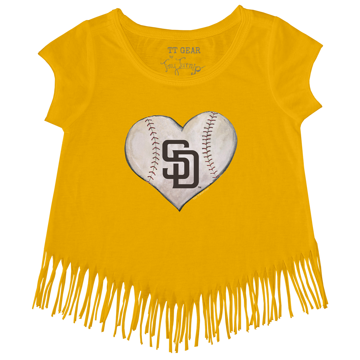 San Diego Padres Stitched Heart Fringe Tee - Tiny Turnip