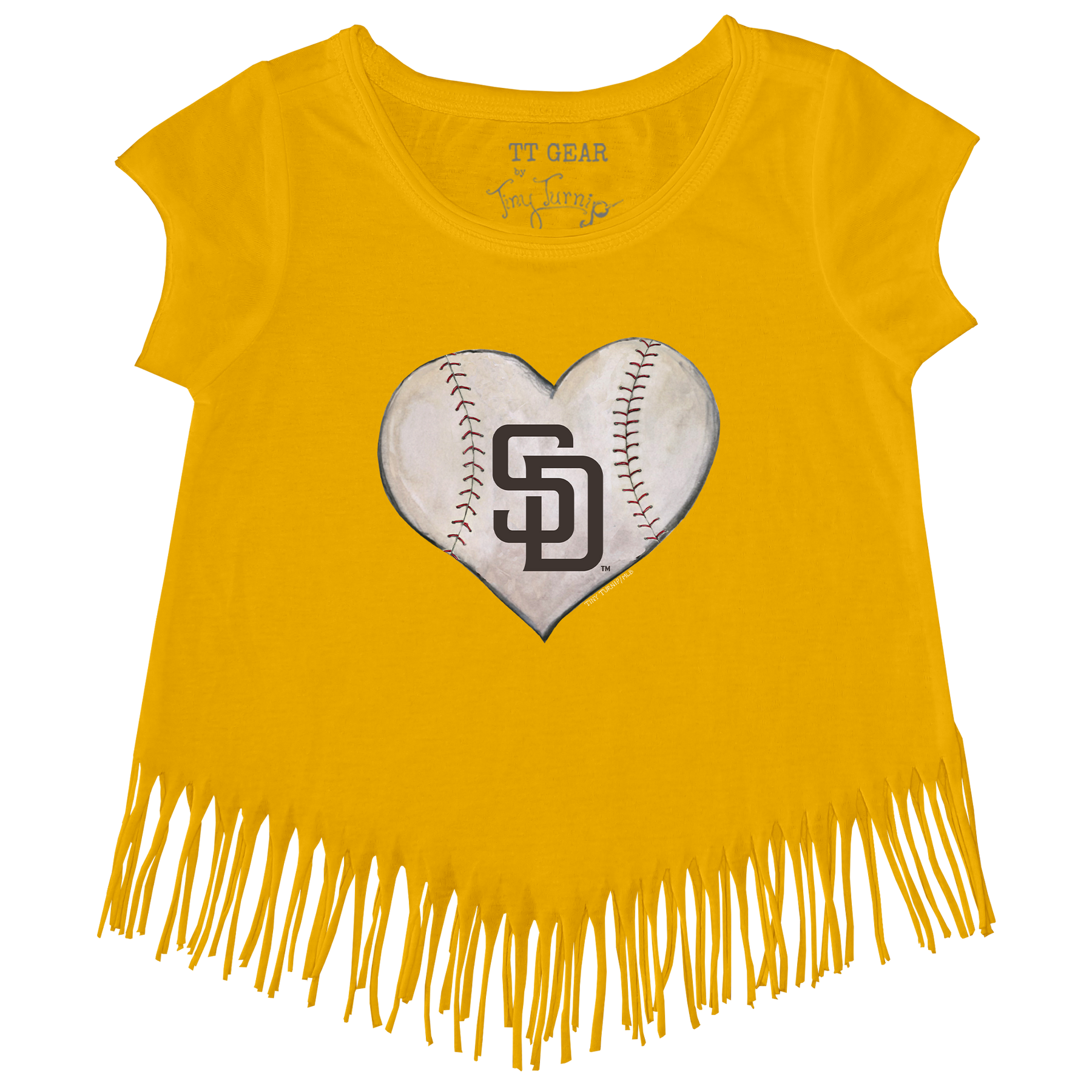 San Diego Padres Stitched Heart Fringe Tee - Tiny Turnip