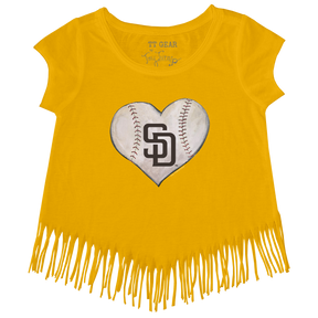 San Diego Padres Stitched Heart Fringe Tee - Tiny Turnip