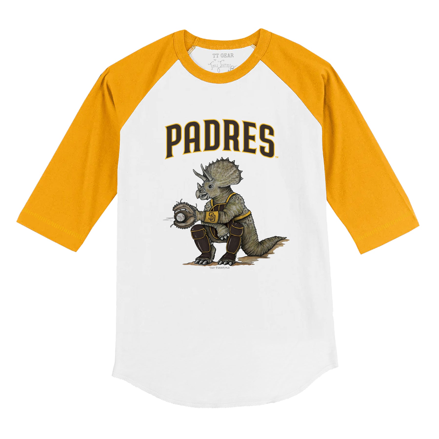 San Diego Padres Triceratops 3/4 Gold Sleeve Raglan