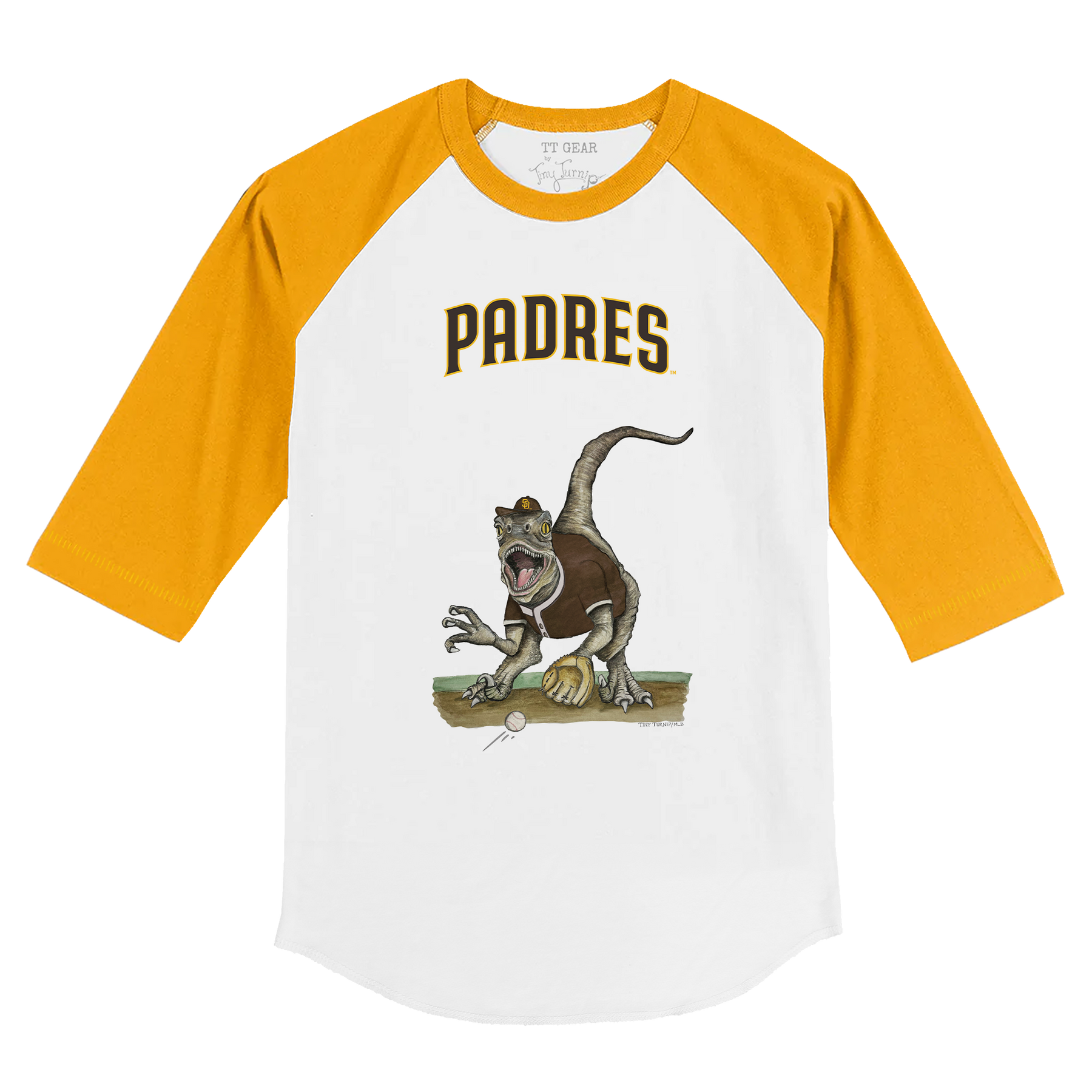 San Diego Padres Velociraptor 3/4 Gold Sleeve Raglan