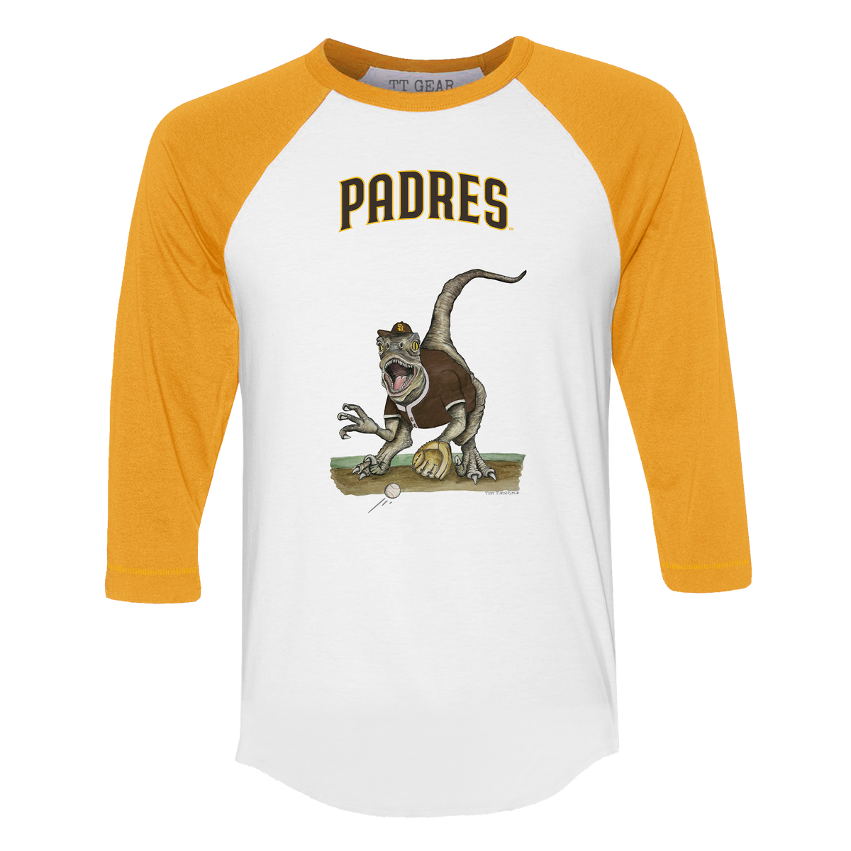 San Diego Padres Velociraptor 3/4 Gold Sleeve Raglan