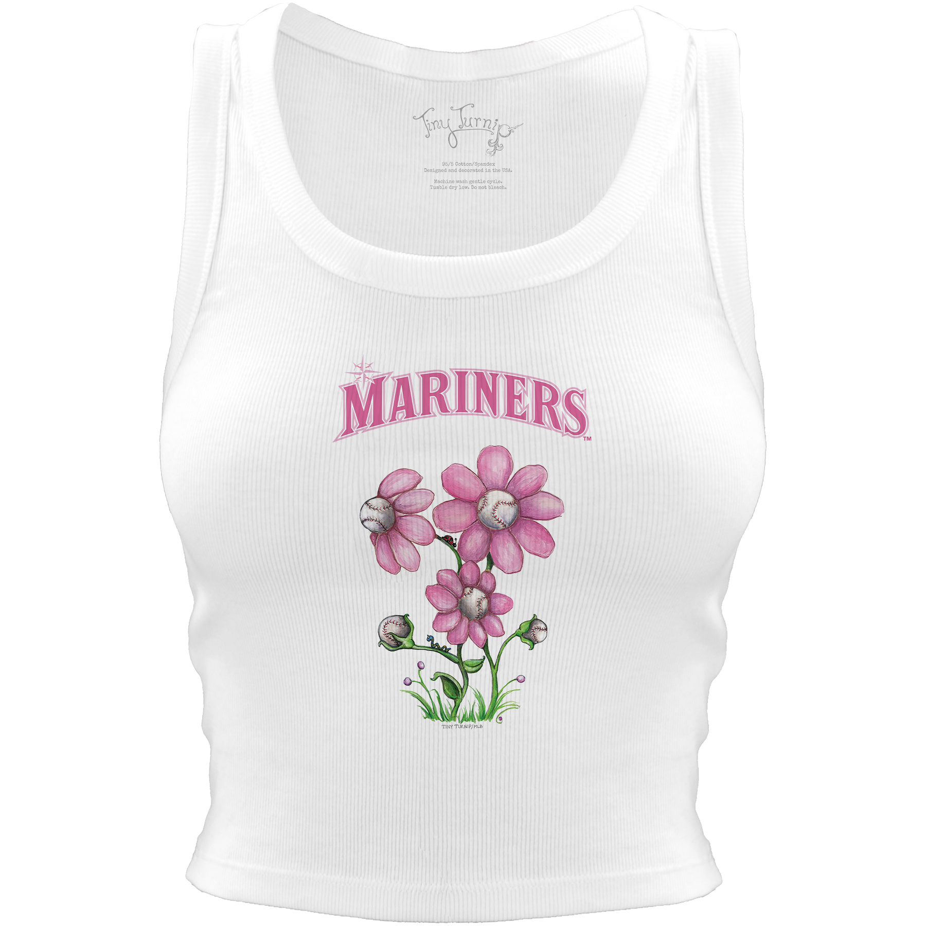 Seattle Mariners Blooming Baseballs Crop Tank - Tiny Turnip