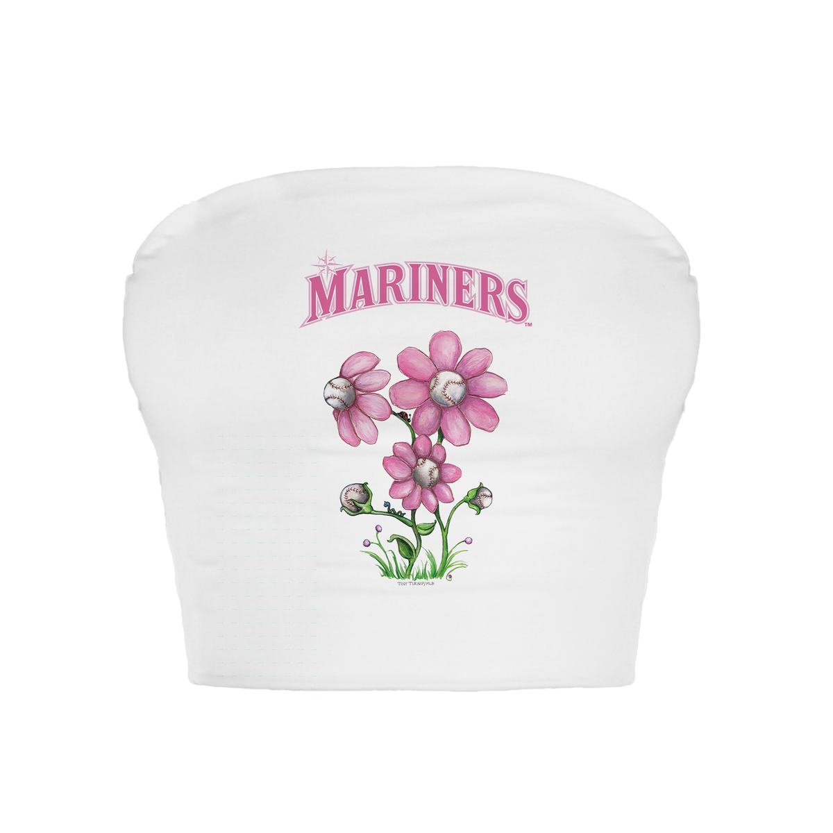 Seattle Mariners Blooming Baseballs Crop Tube Top - Tiny Turnip