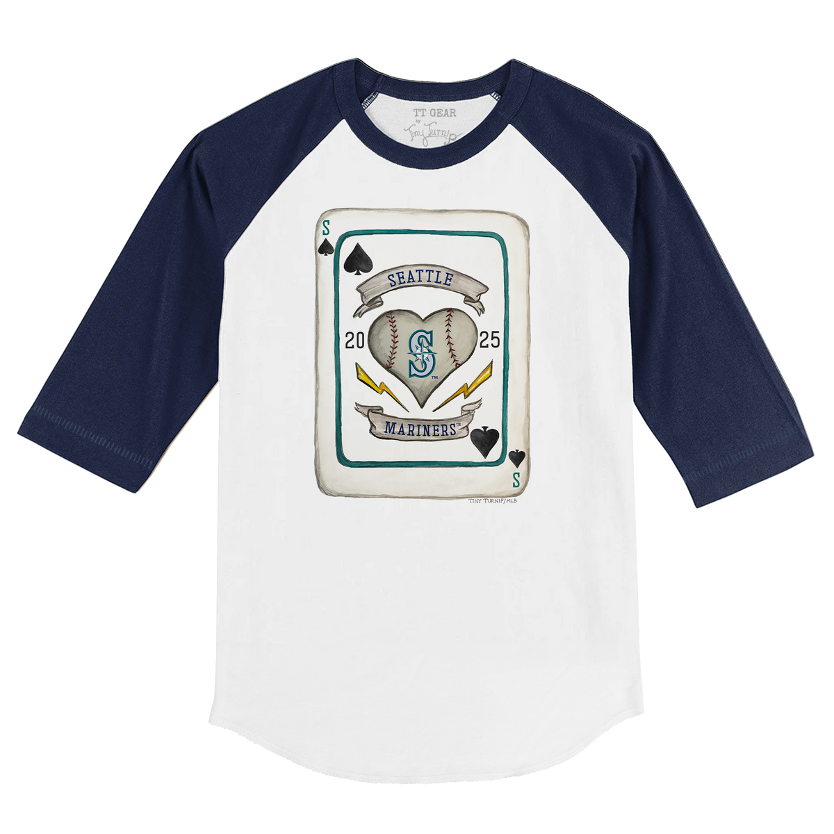 Seattle Mariners Card 3/4 Navy Blue Sleeve Raglan