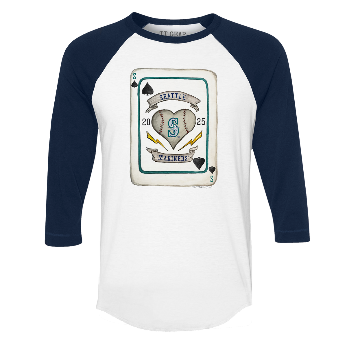 Seattle Mariners Card 3/4 Navy Blue Sleeve Raglan