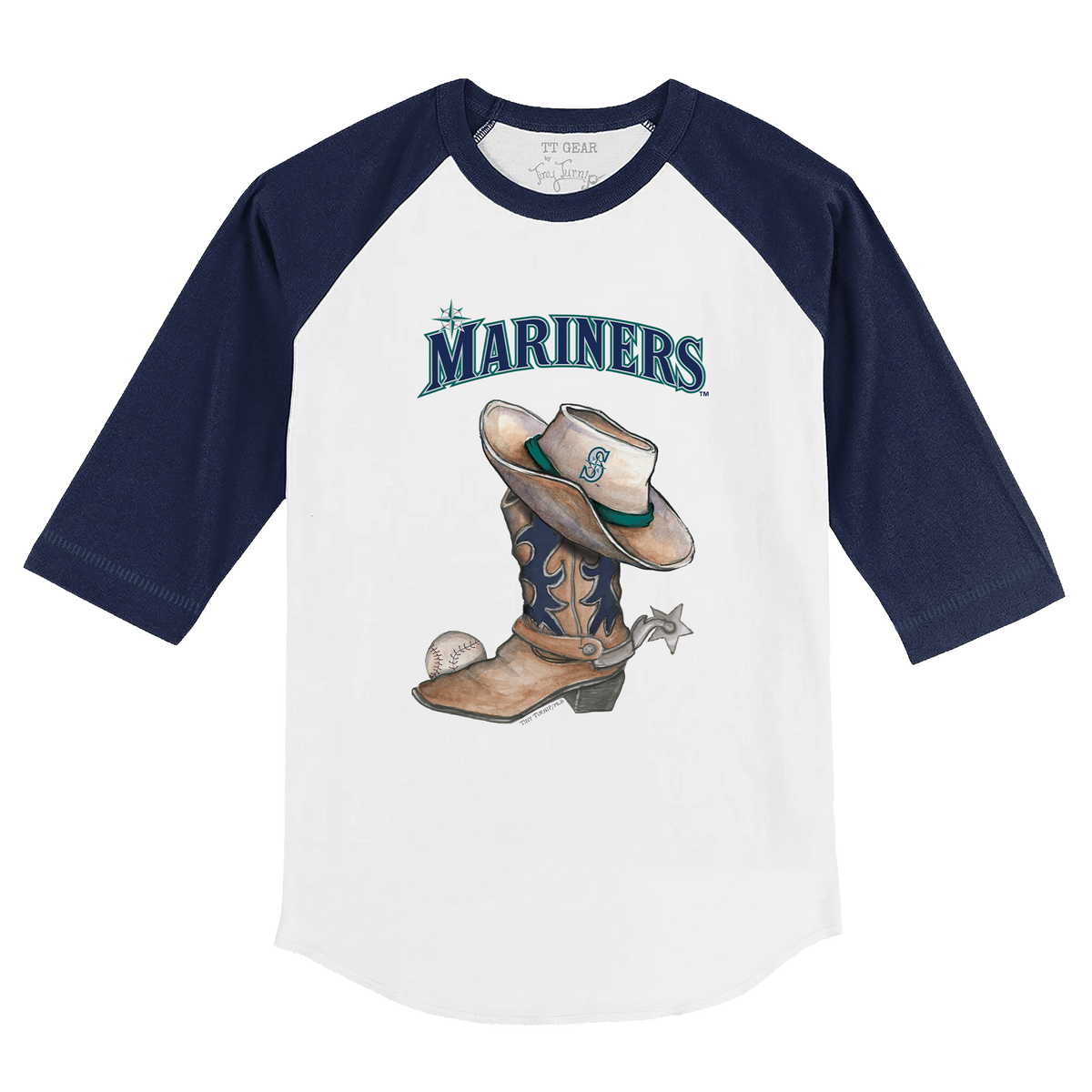 Seattle Mariners Padres Cowboy Boot 3/4 Navy Blue Sleeve Raglan