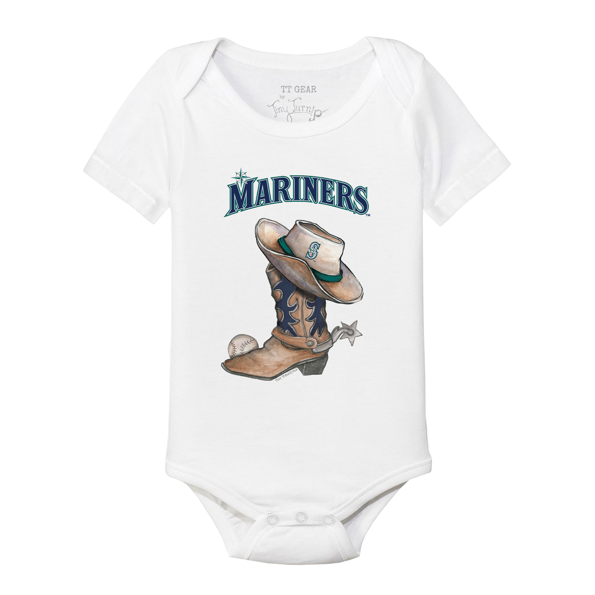 Seattle Mariners Cowboy Boot Short Sleeve Snapper