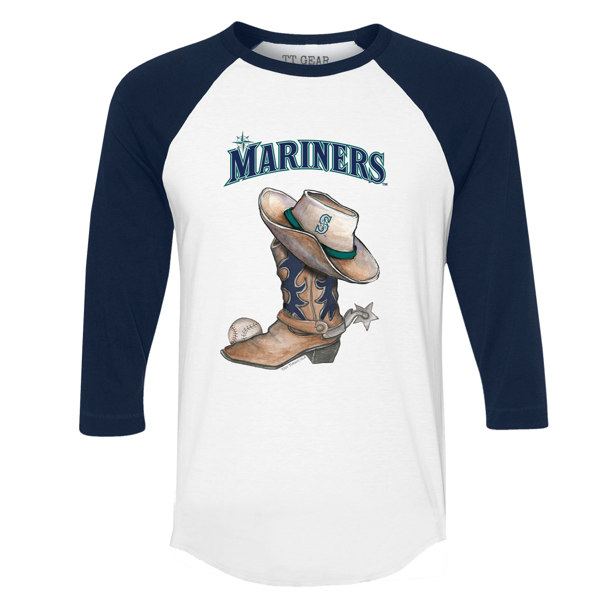 Seattle Mariners Padres Cowboy Boot 3/4 Navy Blue Sleeve Raglan