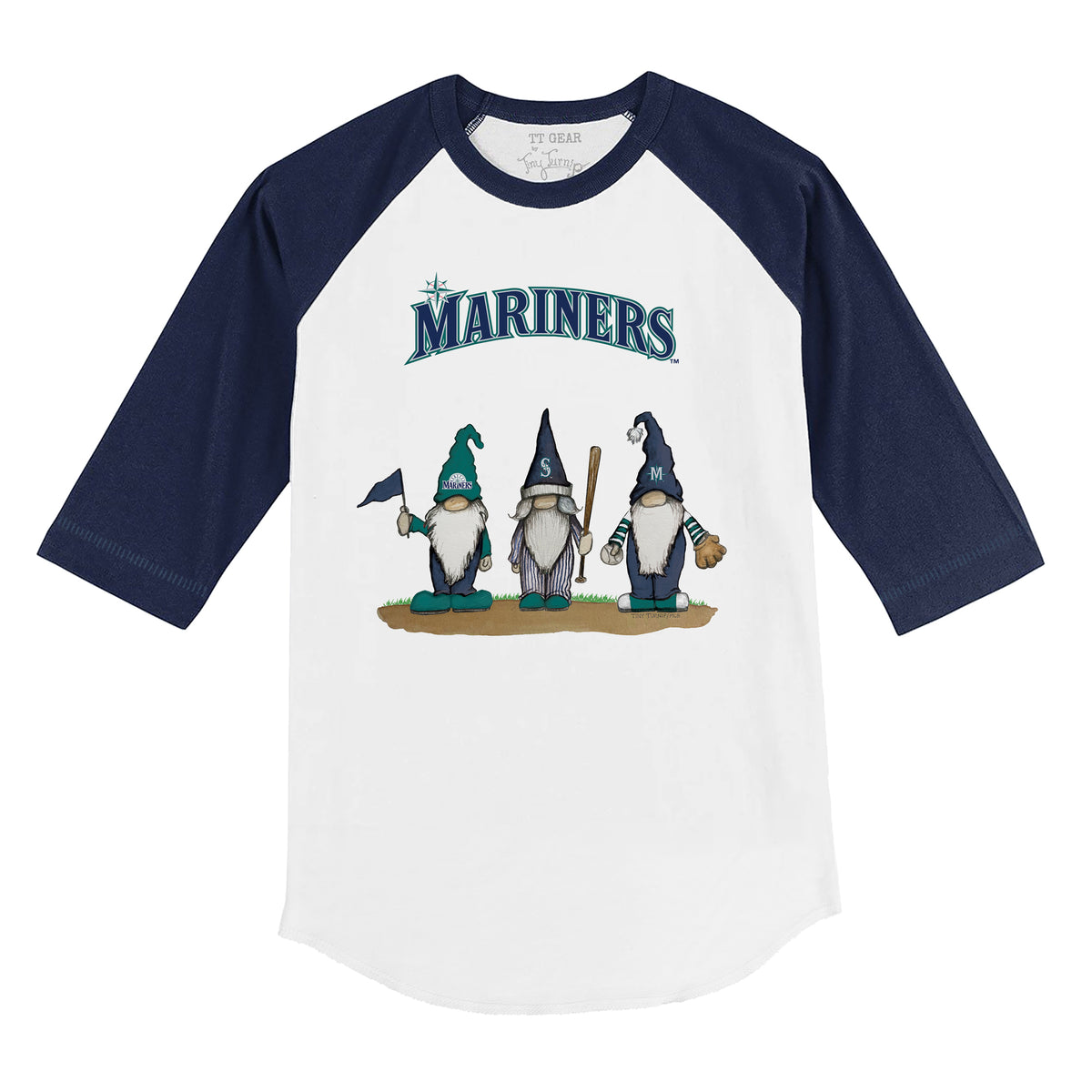 Seattle Mariners Gnomes 3/4 Navy Blue Sleeve Raglan