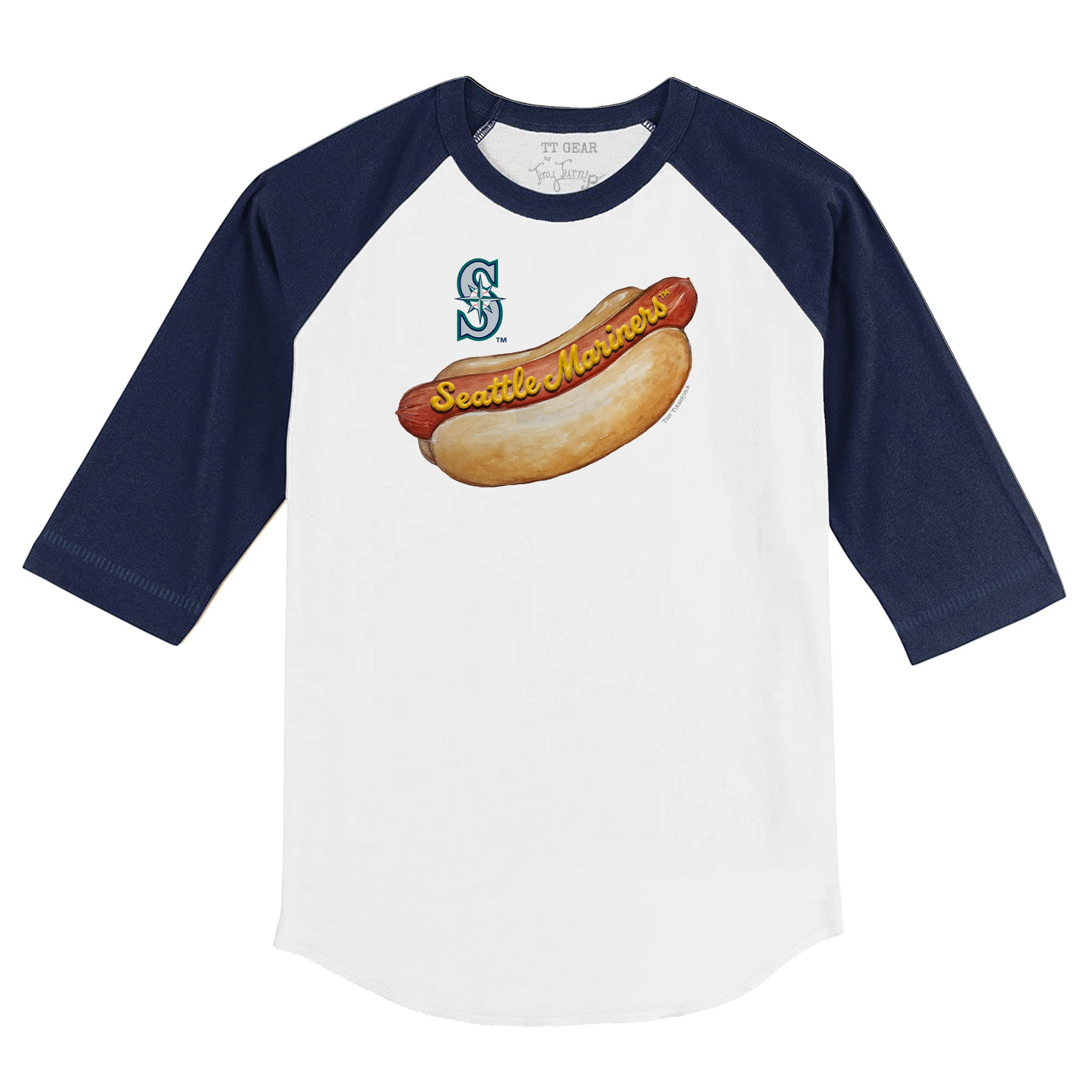 Seattle Mariners Hot Dog 3/4 Navy Blue Sleeve Raglan