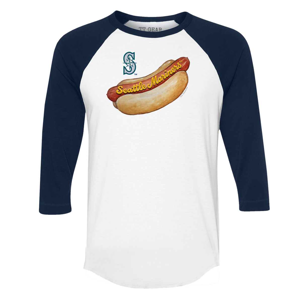 Seattle Mariners Hot Dog 3/4 Navy Blue Sleeve Raglan