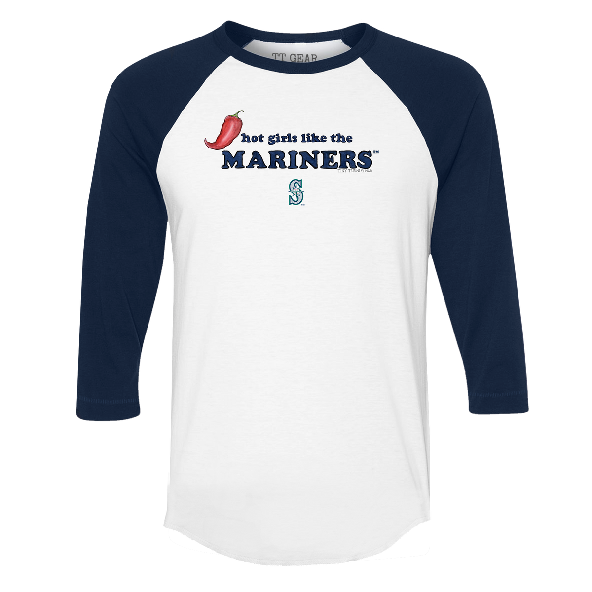 Seattle Mariners Hot Girls 3/4 Navy Blue Sleeve Raglan