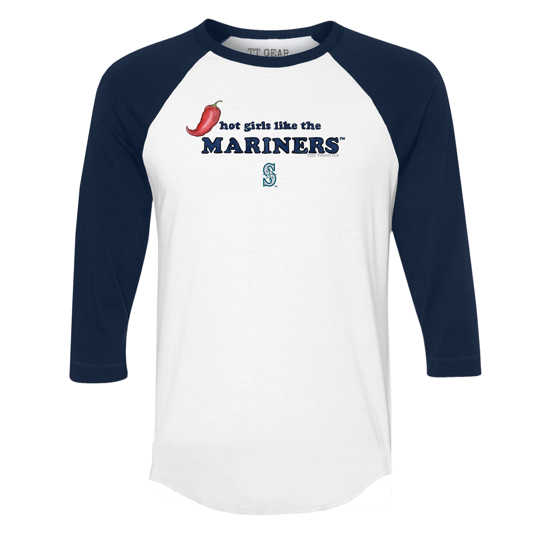 Seattle Mariners Hot Girls 3/4 Navy Blue Sleeve Raglan