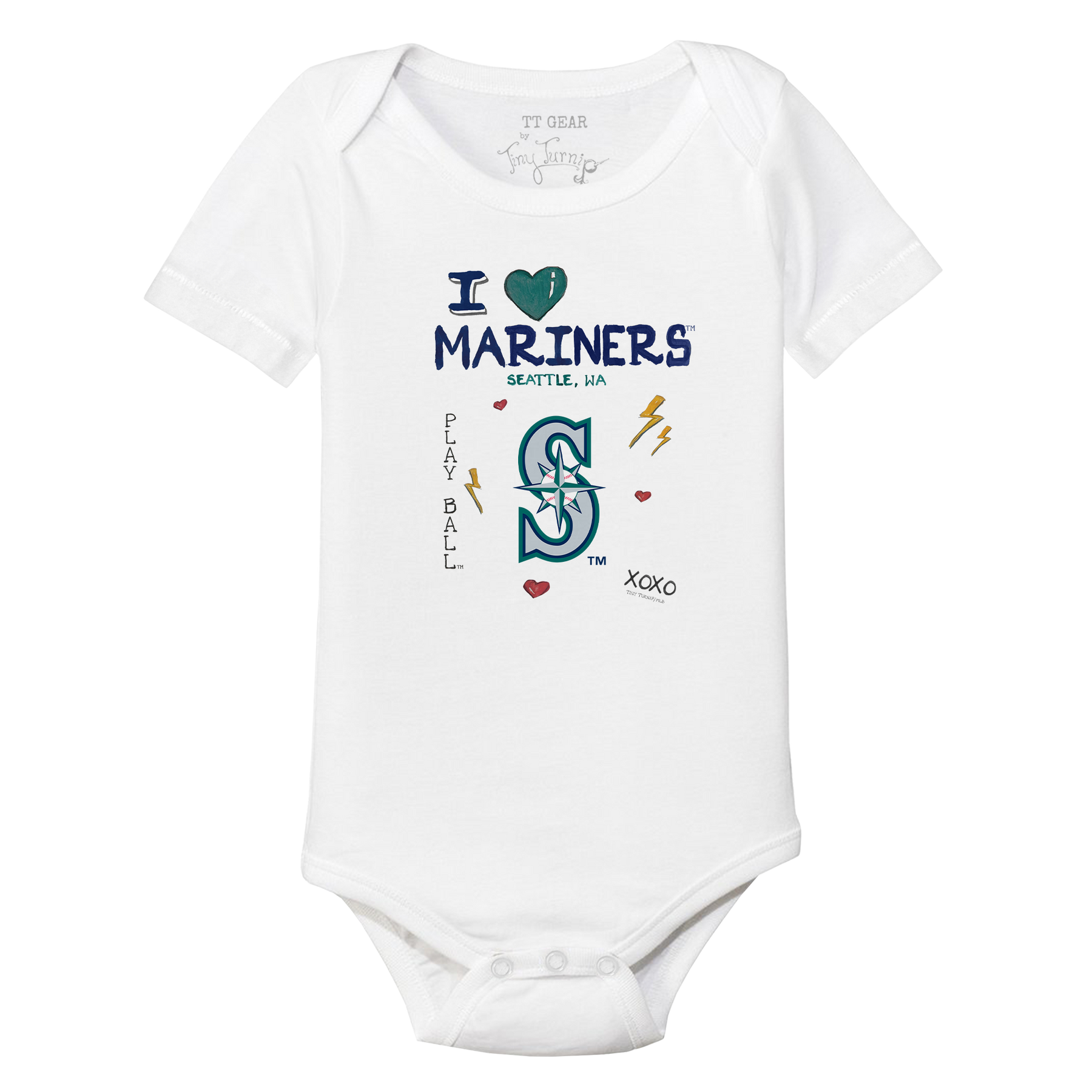 I Heart Mariners Short Sleeve Snapper - Tiny Turnip