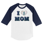 Seattle Mariners I Love Mom 3/4 Navy Blue Sleeve Raglan