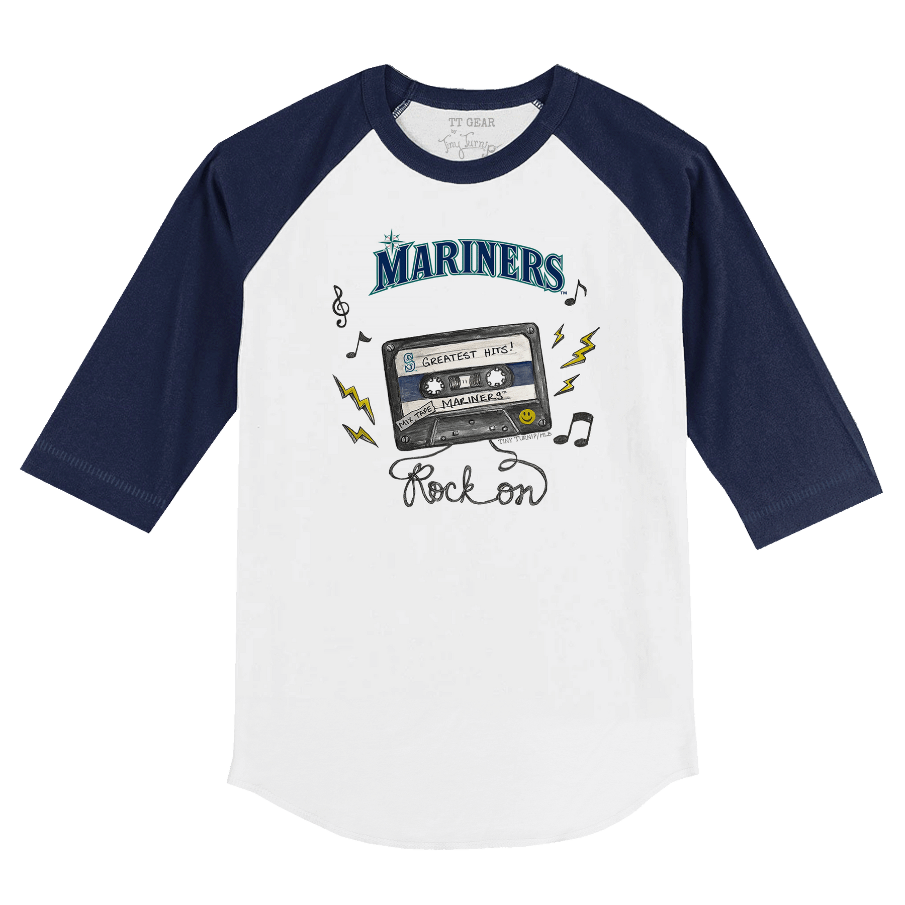 Seattle Mariners Mixtape 3/4 Navy Blue Sleeve Raglan