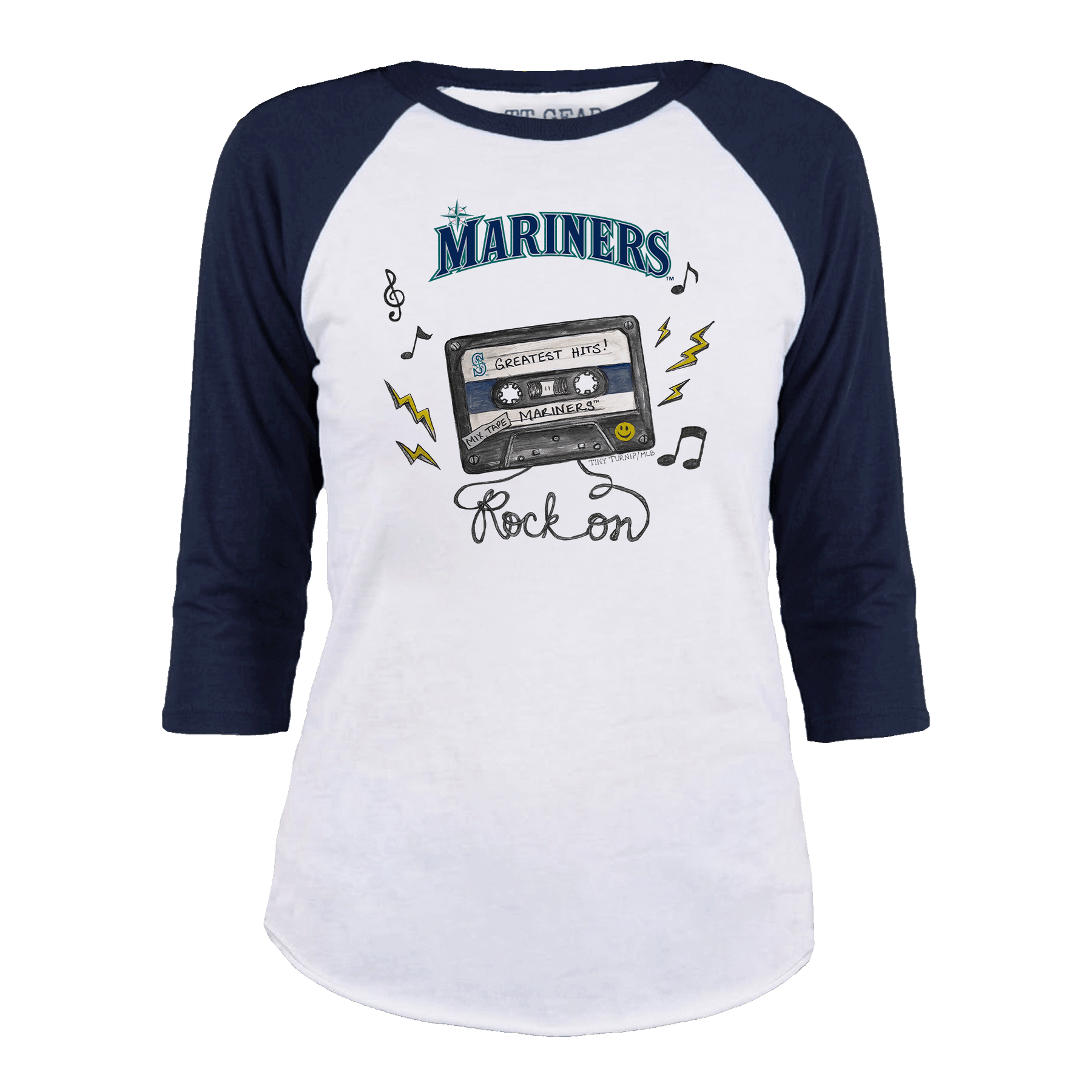 Seattle Mariners Mixtape 3/4 Navy Blue Sleeve Raglan