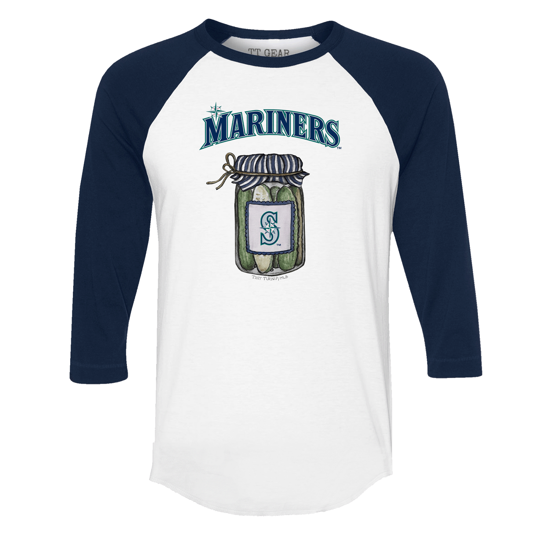 Seattle Mariners Pickle Jar 3/4 Navy Blue Sleeve Raglan