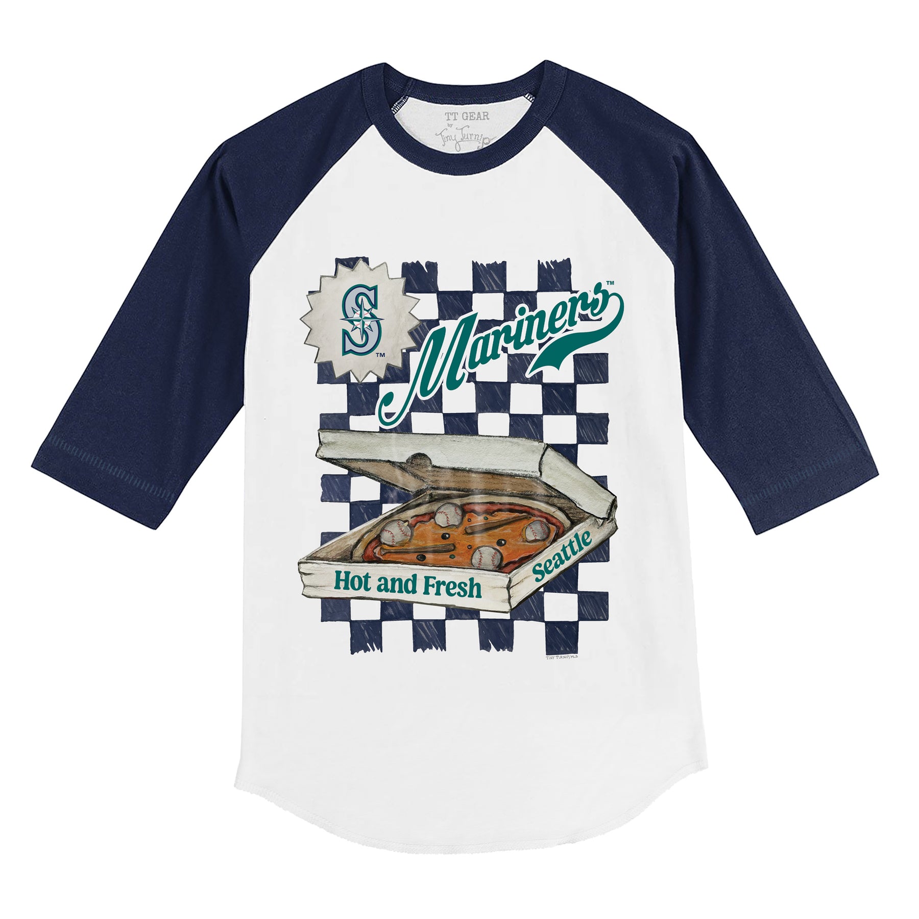 Seattle Mariners Padres Pizza 3/4 Navy Blue Sleeve Raglan