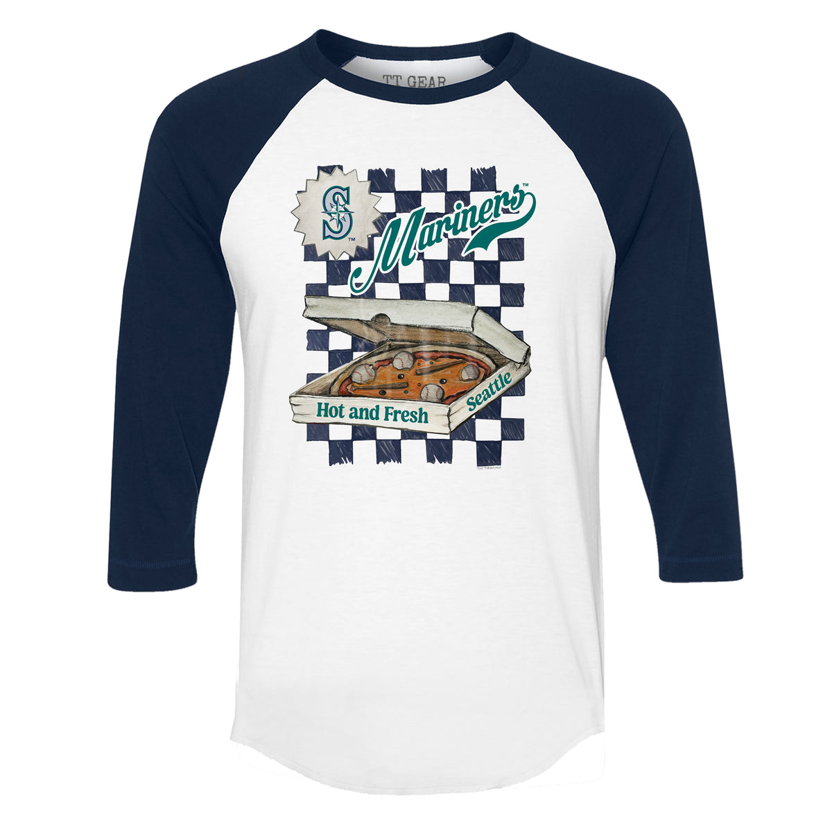 Seattle Mariners Padres Pizza 3/4 Navy Blue Sleeve Raglan