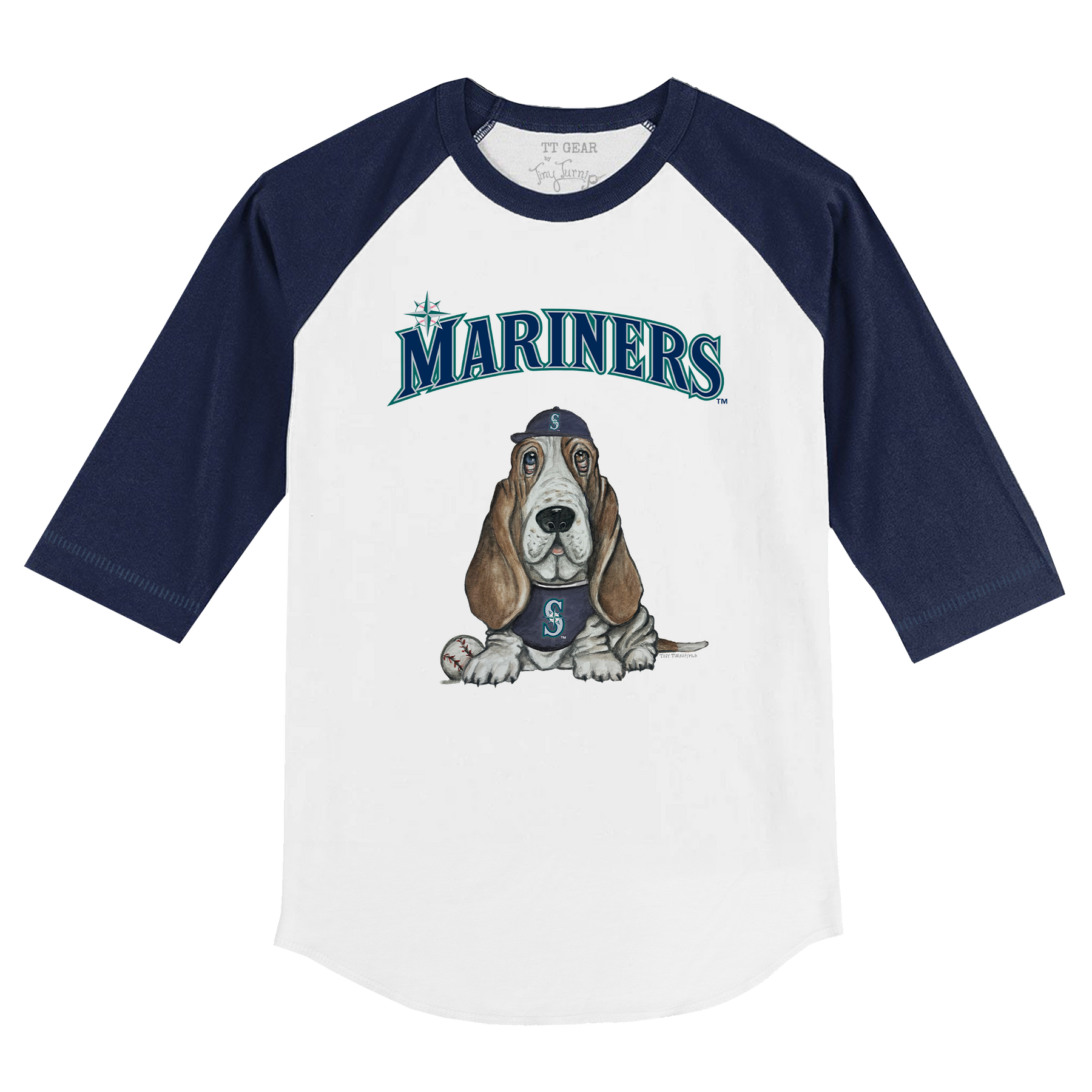 Seattle Mariners Puddy 3/4 Navy Blue Sleeve Raglan - Tiny Turnip