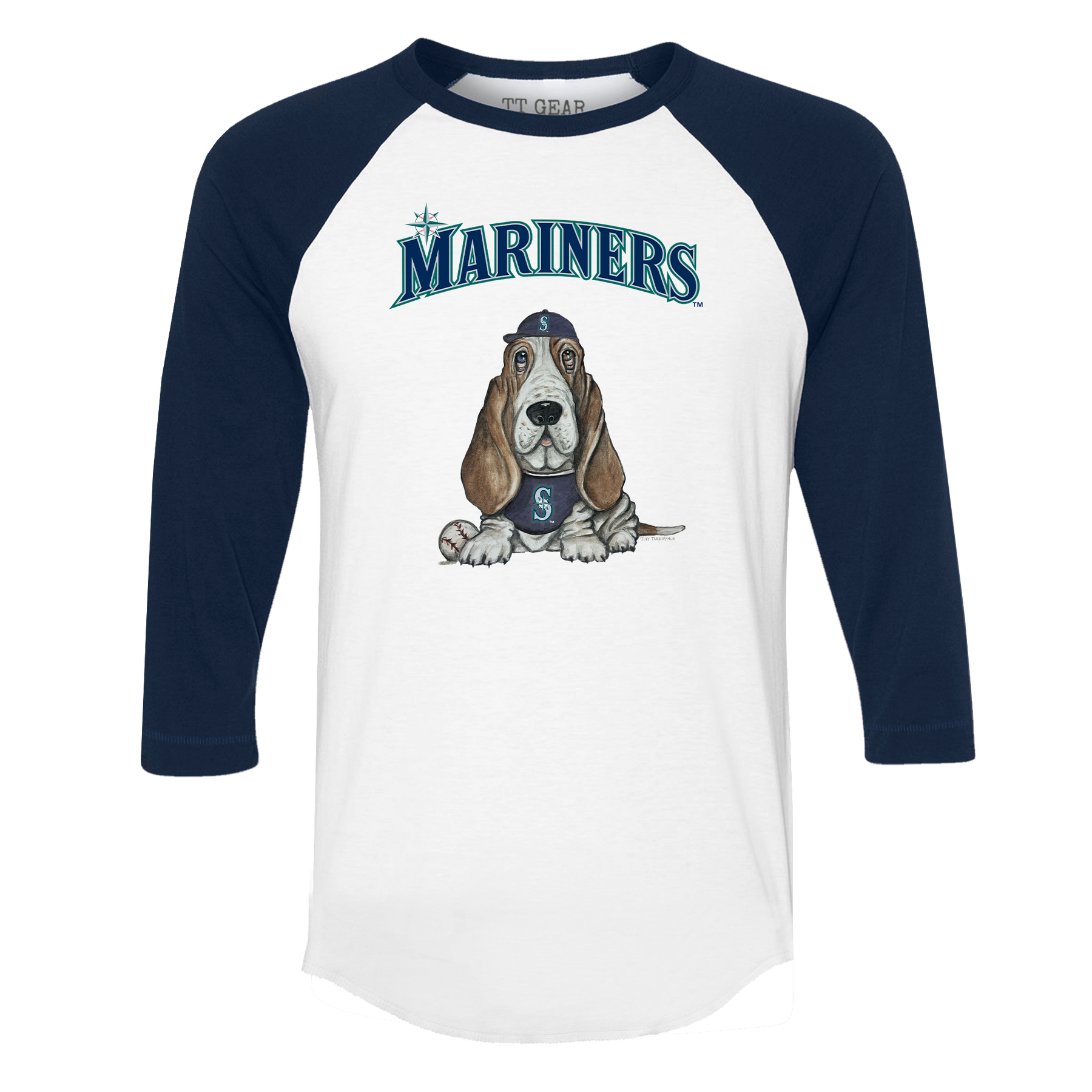 Seattle Mariners Puddy 3/4 Navy Blue Sleeve Raglan - Tiny Turnip