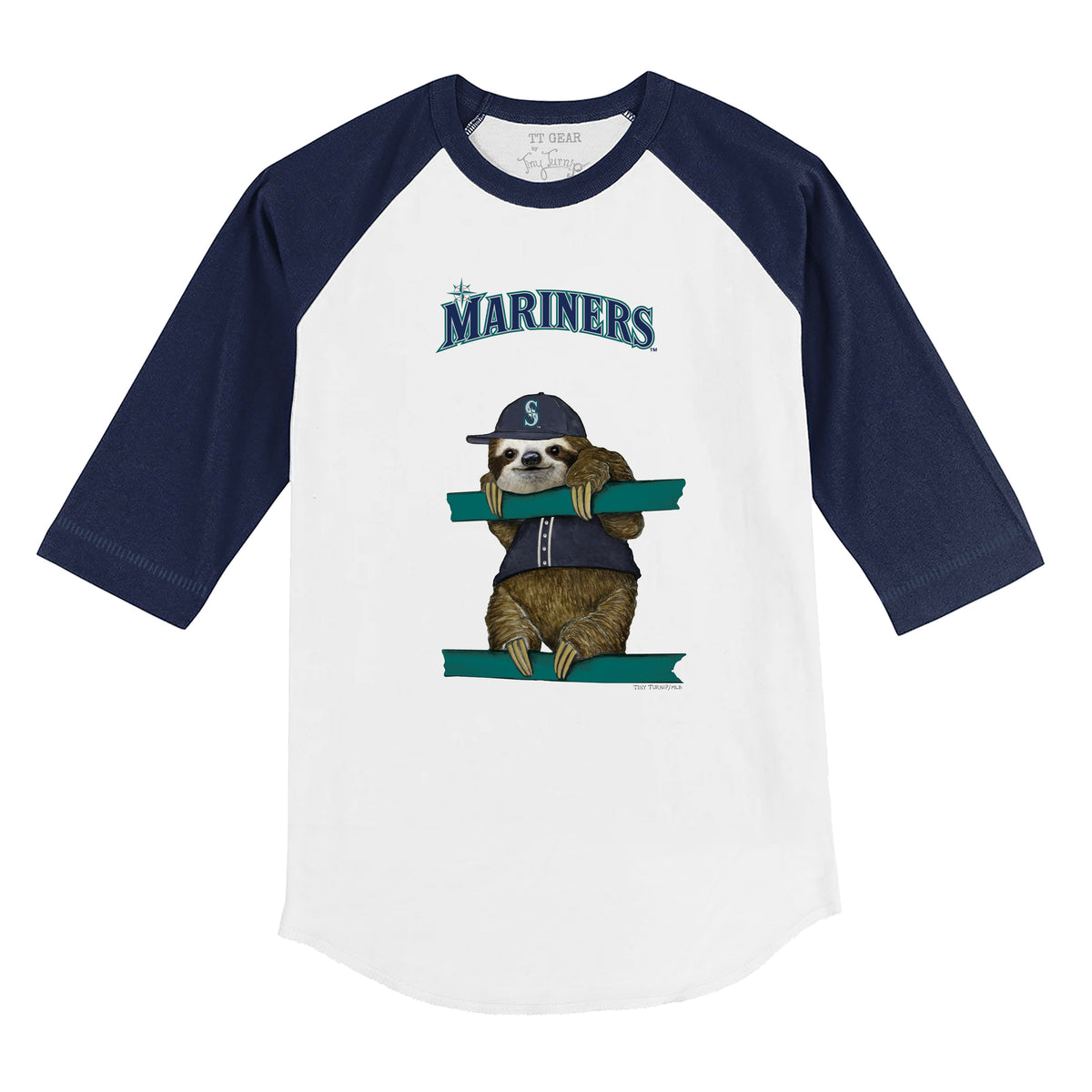 Seattle Mariners Sloth 3/4 Navy Blue Sleeve Raglan