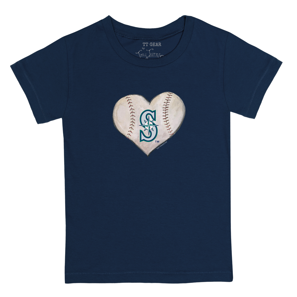 Seattle Mariners Stitched Heart Kid's Tee Shirt - Tiny Turnip