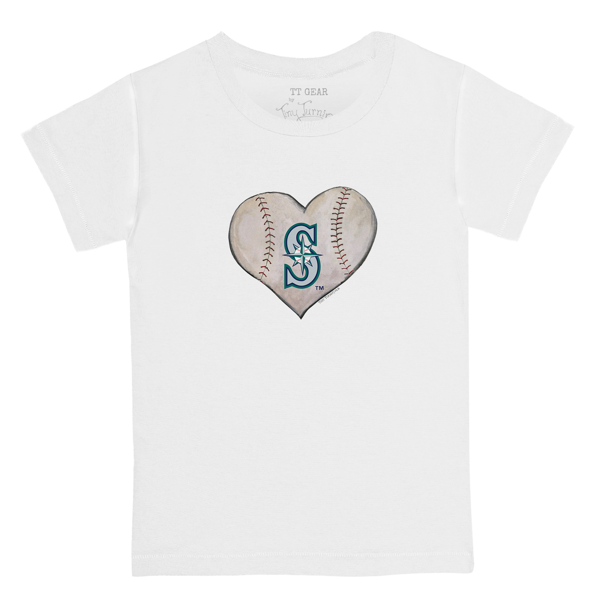 Seattle Mariners Stitched Heart Kid's Tee Shirt - Tiny Turnip