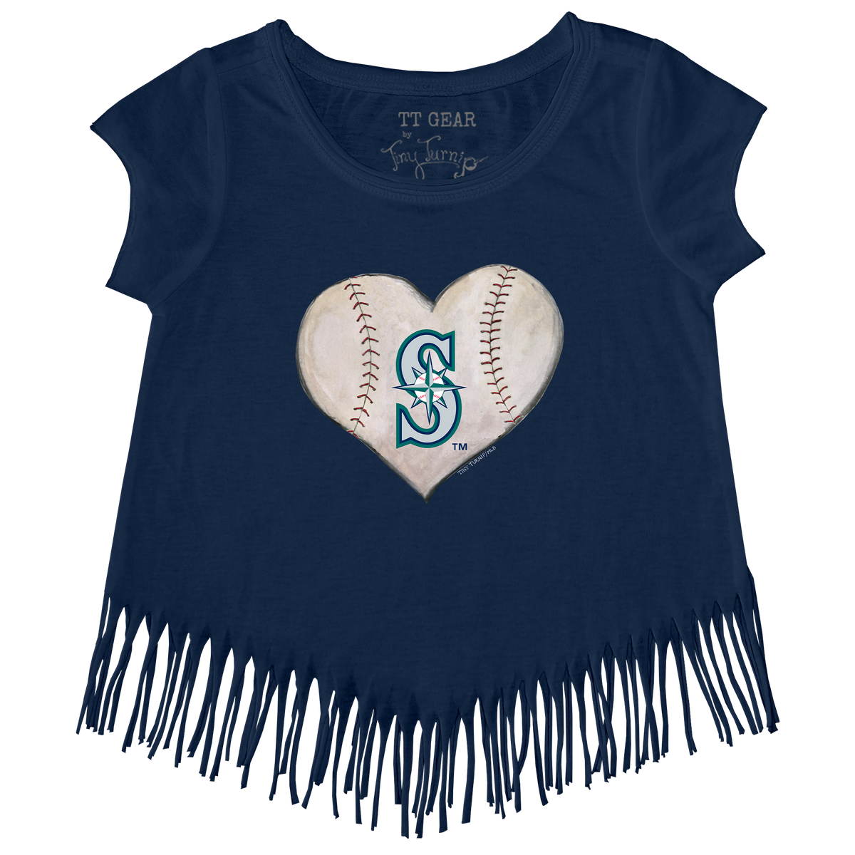 Seattle Mariners Stitched Heart Fringe Tee - Tiny Turnip