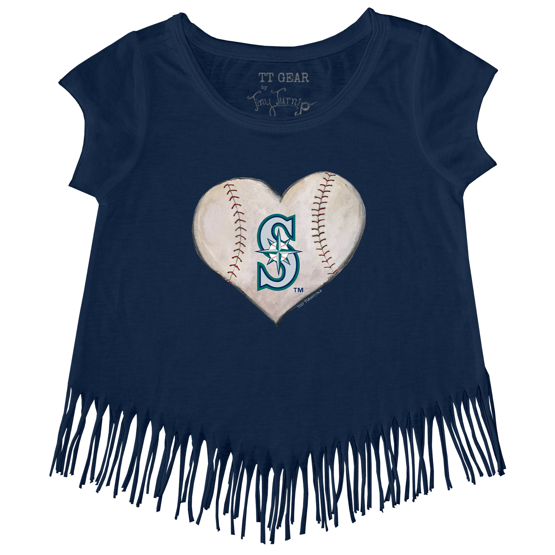 Seattle Mariners Stitched Heart Fringe Tee - Tiny Turnip