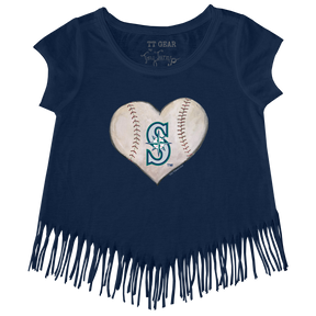 Seattle Mariners Stitched Heart Fringe Tee - Tiny Turnip