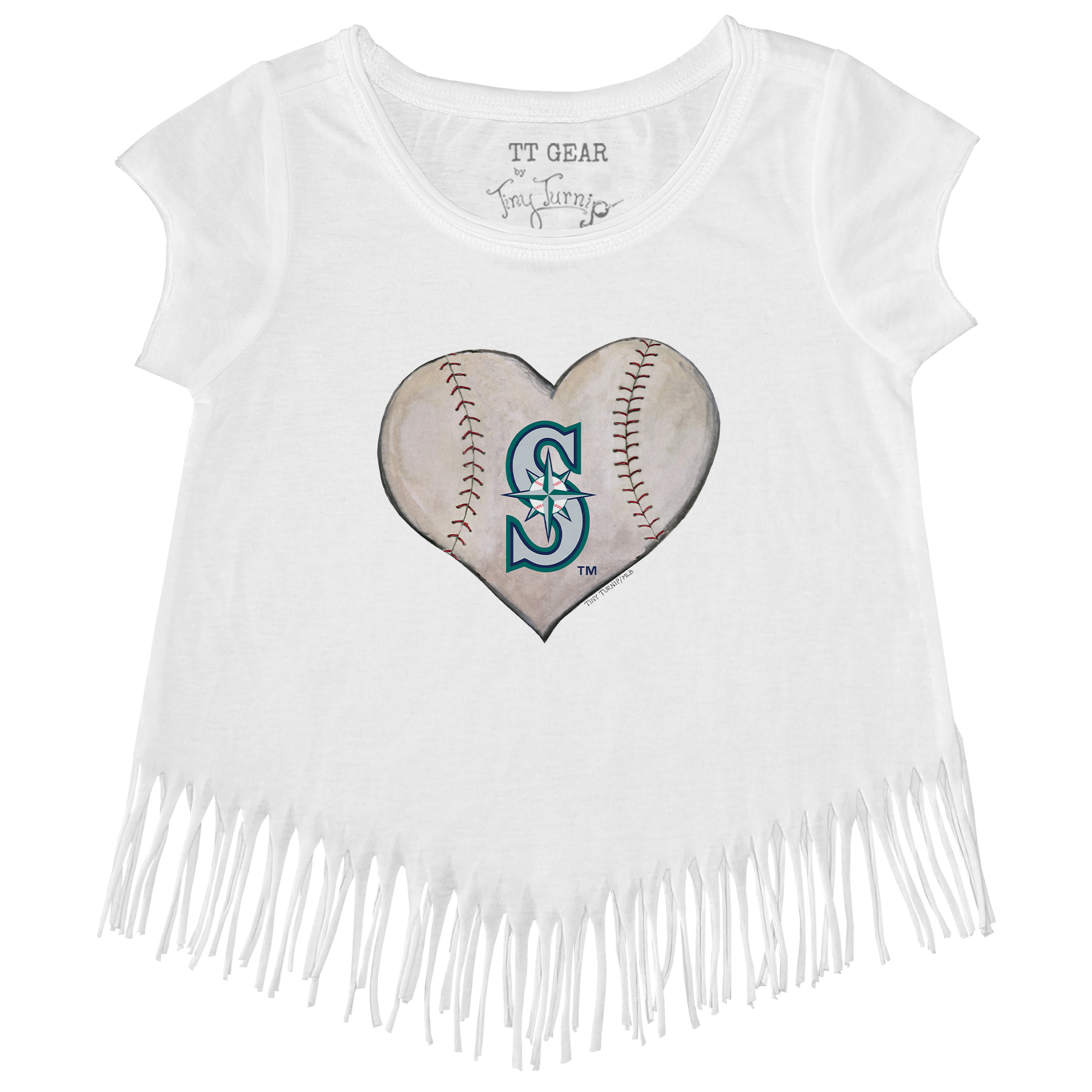 Seattle Mariners Stitched Heart Fringe Tee - Tiny Turnip