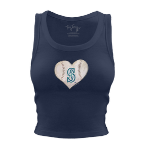 Seattle Mariners Baseball Heart Crop Tank - Tiny Turnip